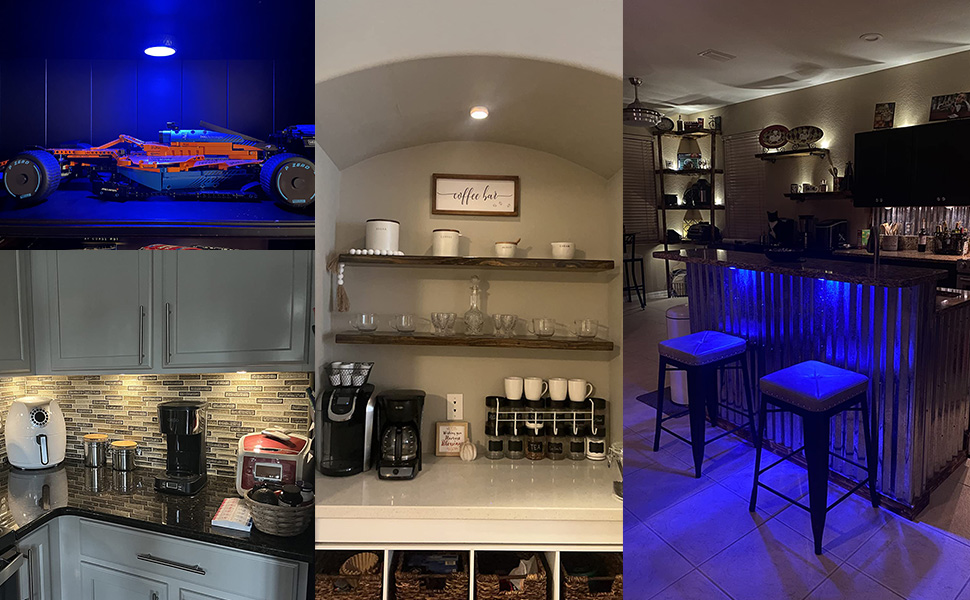 LED Puck Lights Battery Operated Closet Lights, Wireless Under Cabinet Lighting