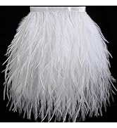 Soarer White Feathers Fringe Trim - 2Yards 5-8inch Ostrich Feathers for DIY Sewing Clothing,Acces...
