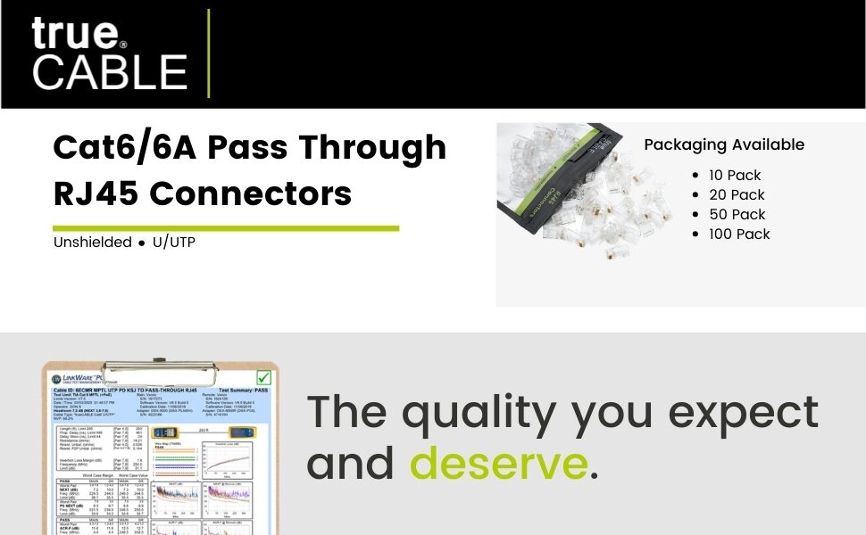 Cat6 Cat6A Unshielded Pass Through RJ45 Connectors