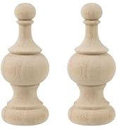 UTALIND 2 Pcs Unfinished Wood Craft Finials for Staircases Wood Finials Wooden Ball Post Cap for ...