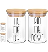 Funny Glass Apothecary Jars with Lids for Bathroom Storage Organizer, 4 Pack Cotton Ball Q-Tip Ho...