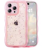 IAIYOXI Case for iPhone 16 Pro Max - Curly Wave Edge Design, Bling Glitter Star Shiny Case, Cute ...