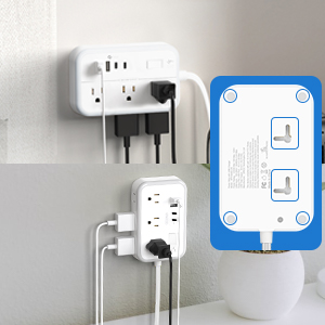 Flat Surge Protector Power Strip Flat Plug Extension Cord Indoor