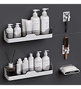 UIFER 2-Pack Shower Caddy, Adhesive Shower Shelves with Soap Holder and 2 Razor hooks, No Drillin...