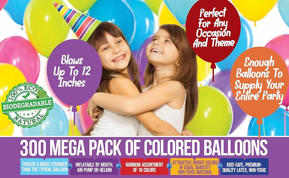 bulk party balloons parties supplies decor decoration 300 helium solid color latex pack balloon