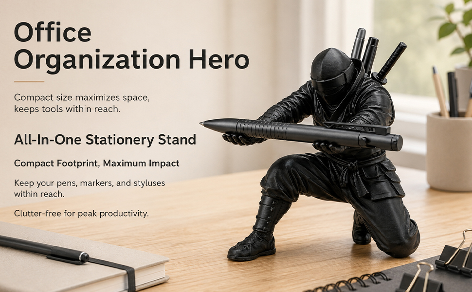 Holds 4-6 Pens | Functional Ninja Pen Holder for Desk &amp;amp; Home