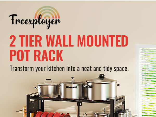 2 tier wall mounted pot rack 