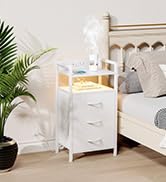 white nightstand with 3 drawers