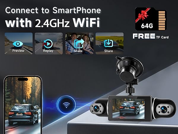 360 Degree View 4 Channel Dash Cam Front and Rear