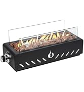 Onlyfire 18" Tabletop Fire Pit with Glass Wind Guard and Lava Rocks, Outdoor Smokeless Fire Pit S...
