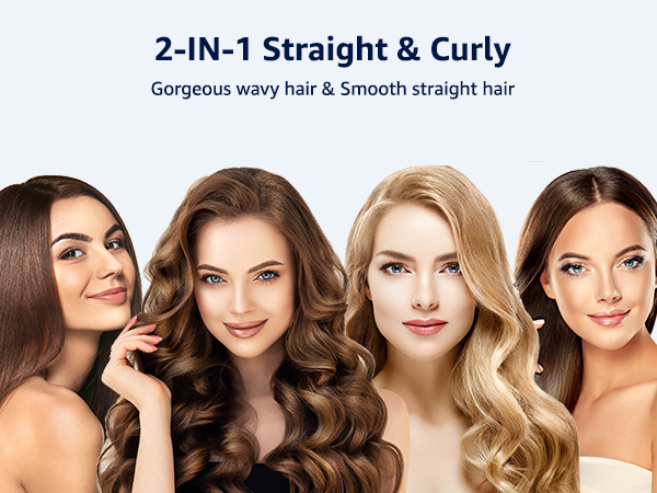 2-in-1 Straight &amp; Curly Hair Straightener, Versatile Flat Iron for All Hairstyles