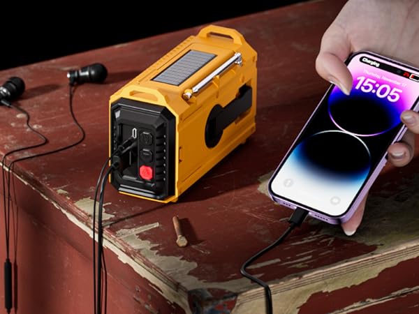 2-in-1 portable radio and cell phone charger