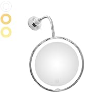 JiBen Flexible UPGRADED Gooseneck LED Lighted 10X Magnifying Makeup Mirror with 3 Colors &amp; Dimmin...