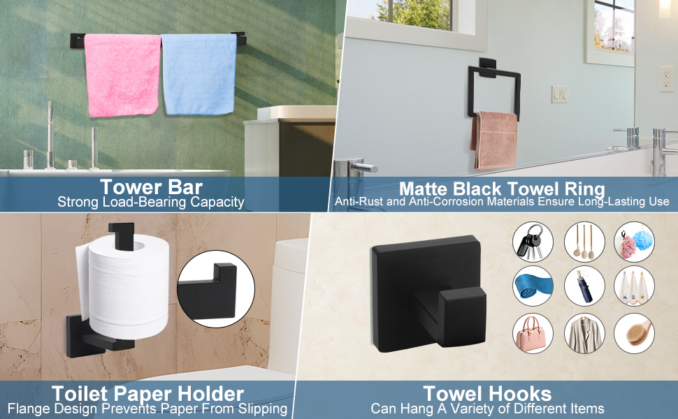Matte Black Bathroom Accessories Set