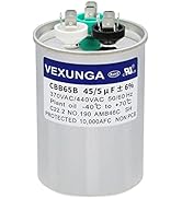 VEXUNGA 45/5 uF 45+5 MFD 370V or 440V Dual Run Start Round A/C Capacitor 45 5 uF 370 440 Volt VAC...