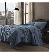 SLEEP ZONE Queen Comforter Set, Duvet Insert with Natural Wrinkle Texture, Cotton-Linen Feel, Lig...