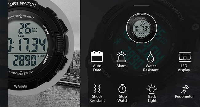 Unisex Pedometer Watches Military Multifunctional