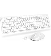 Wireless Keyboard and Mouse, Trueque Silent 2.4GHz Cordless Full Size USB Mouse Combo, Long Batte...