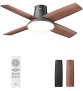 Dreo Ceiling Fans with Lights and Remote, 44 inch Low Profile Black Ceiling Fan, Reversible, 5CCT...