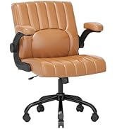 FLEXISPOT Modern Adjustable Vanity Chair with Medium Back Comfy Armless Office Chairs with Wide T...
