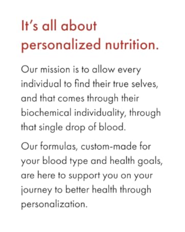 White background Its all about personalized nutrition in red and mission statement in black text 