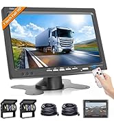 Hodozzy Dual Backup Camera Kit with 7 Inch LCD Monitor &amp; 2 Backup Cameras Reversing, IP68 Waterpr...