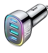 120W for iPhone 17 Pro Car Charger, Dual PD 60W Car Charger USB C Fast Charging with 60W Type C C...