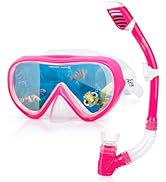 Kids Snorkel Set, Child Diving Mask Anti-Fog Swim Goggles and Dry Snorkel Children Snorkeling Gea...