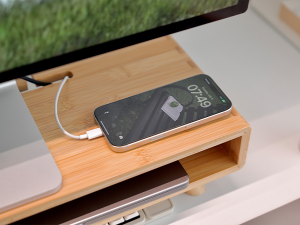 ROCDEER Bamboo Monitor Stand Riser with Drawer