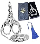SHWAKK Embroidery Scissors Exquisite Stainless Steel Sharp Tip Retro Scissors with Sheath Chain S...