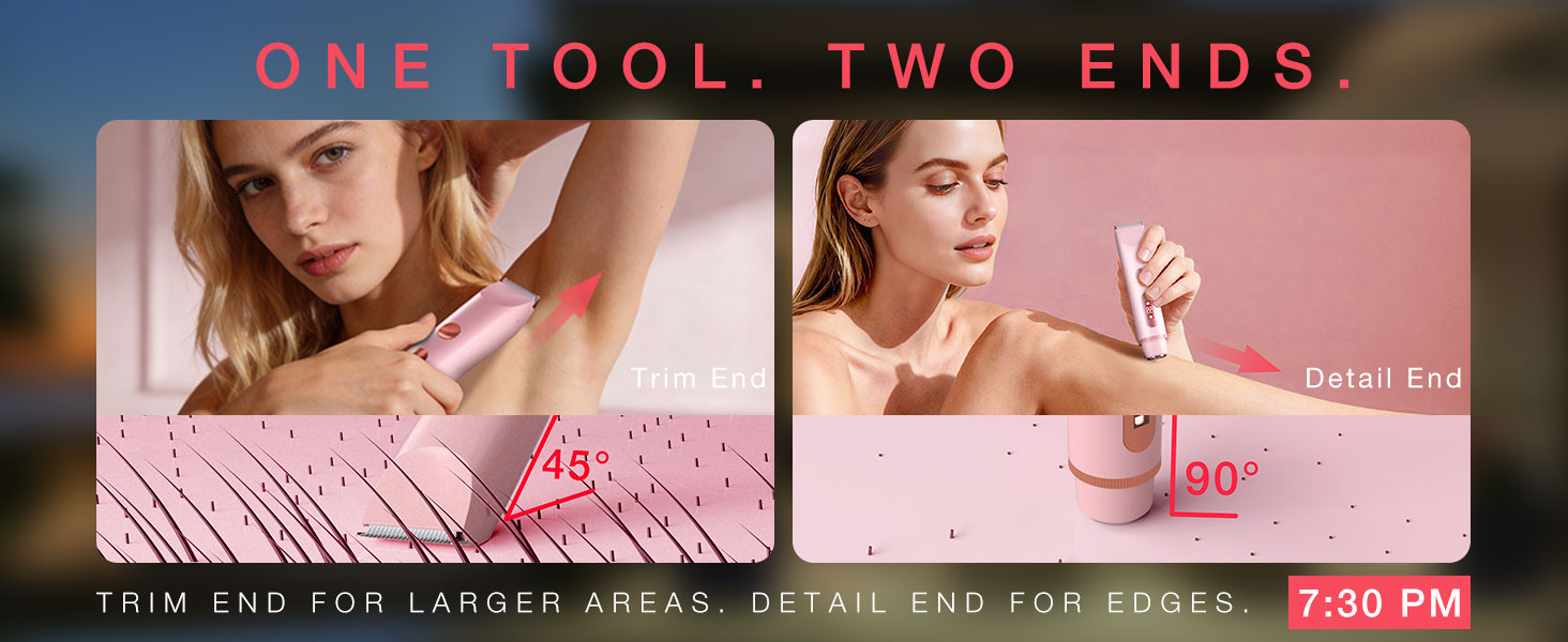 Bikini Trimmer for Women Dual Heads,Gentle Electric Razor Bikini Line,Underarms,Legs,Facial USB-C