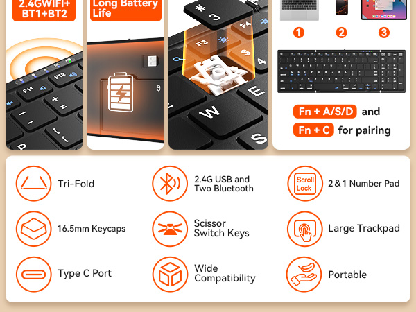Touchpad Number 2 and 1 Bluetooth Keyboard