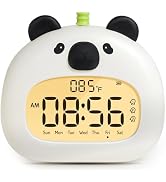 BANDIANCY Panda Alarm Clock for Kids with Night Light, Digital USB Rechargeable Clock, 3 Alarms, ...