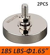 MUTUACTOR 2PCS Super Strong Neodymium Round Magnet Base with 1/4''-20 Male Threaded Stud,150lb Pu...
