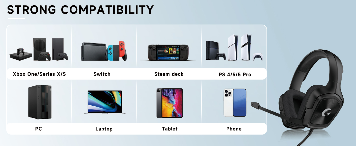 Gaming Headset with Mic for PC PS xbox