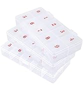 COSICS Press On Nail Storage Box, 3PCS 10-Grid Acrylic Nail Tip Organizer Box, 10 Spaces Empty Cl...
