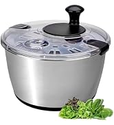 SveBake Salad Spinner 6.34Qt, Stainless Steel Large Lettuce Dryer, BPA-Free Vegetable &amp; Fruit Was...