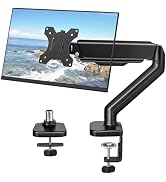monTEK Heavy Duty Single Monitor Arm for 17-32” Flat/Curved Screens, Premium Mechanical Spring Mo...