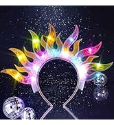 DRESBE Light Up Headband LED Fire Headbands Flame Hair Hoop Party Prom Rave Hair Accessories for ...