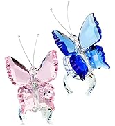 H&amp;D HYALINE &amp; DORA Crystal Butterfly Figurine Ornament with Ball Base, Glass Butterfly Animal Sta...