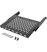 Tecmojo 1U Sliding Rack Shelf,4-Post Vented Rack Mount Shelf,13.8in Deep with Adjustable Mounting...