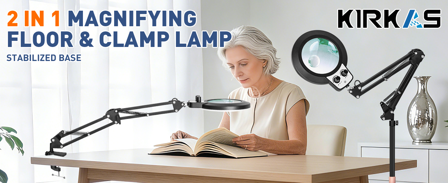 magnifying light glass floor lamp magnifier stand reading lighted glasses craft adjustable sewing
