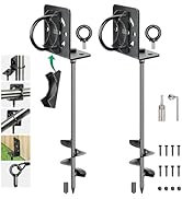 hannger Ground Anchors Screw in - Heavy Duty Trampoline Stakes with Brackets - Multi Purpose Mobi...