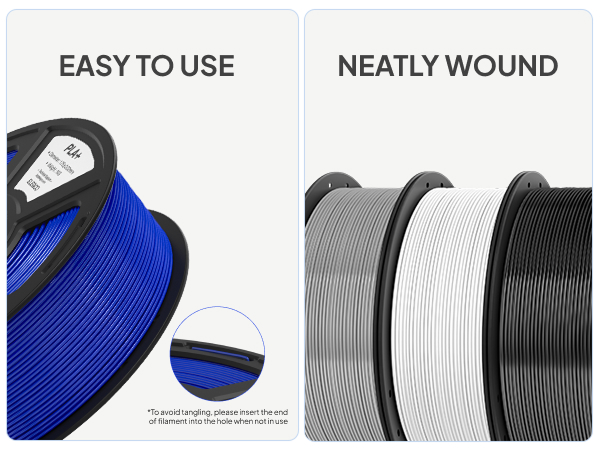 neatly wound spool, no clogging