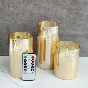 3 LED Flameless Candles Rechargeable Swing Candle Glass Set 