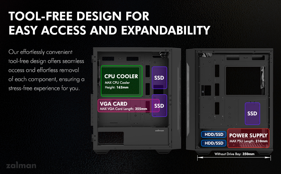 Zalman i3 ARGB Vision 140mm Addressable RGB Fan PC Case