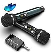 Wireless Microphones, Professional UHF Dual Wireless Microphone with 240 ft Effective Range, 3ms ...