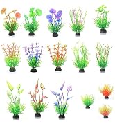 Paoleju 16 PCS Fish Tank Decorations Grass | Aquarium décor Plants| Betta Fish, Turtle Tank Acces...