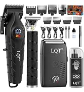 LQT Men's Professional Cordless Hair Clippers &amp; Trimmer Kit, 4-in-1 Electric Shaver Set with LED ...
