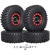 Hobbypark 1.9 Beadlock Wheel Rims Aluminum and 1.9 RC Crawler Tires 4.7 Inch Height Outer Diamete...